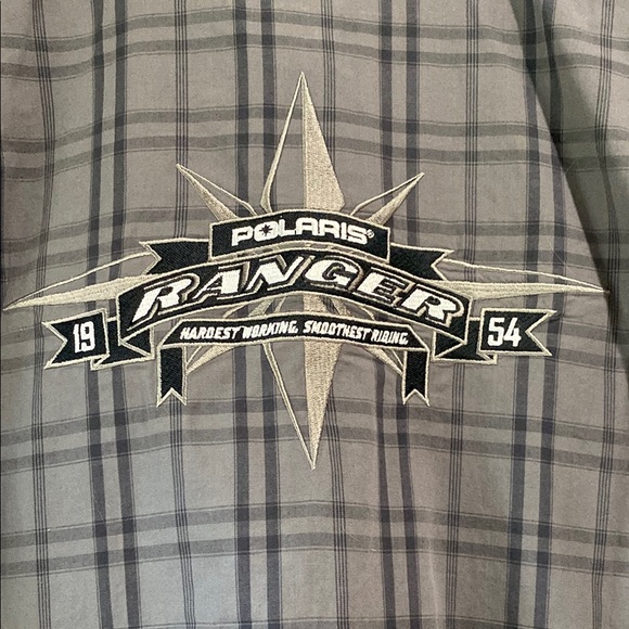 Polaris Ranger Men’s Large Gray Plaid Short Sleeve button down shirt - Picture 1 of 7